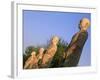 India, Bihar, Bodh Gaya (Aka Bodhgaya), Statues of Bodhisattvas, or 'Enlightened Beings', Garden in-Amar Grover-Framed Photographic Print