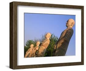 India, Bihar, Bodh Gaya (Aka Bodhgaya), Statues of Bodhisattvas, or 'Enlightened Beings', Garden in-Amar Grover-Framed Photographic Print