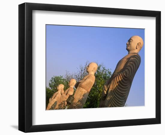 India, Bihar, Bodh Gaya (Aka Bodhgaya), Statues of Bodhisattvas, or 'Enlightened Beings', Garden in-Amar Grover-Framed Photographic Print