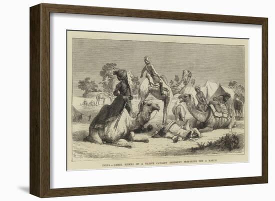 India, Camel Riders of a Native Cavalry Regiment Preparing for a March-null-Framed Giclee Print