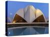 India, Delhi, New Delhi, Full Moon Over the Bahai House of Worship Know As the The Lotus Temple-Jane Sweeney-Stretched Canvas