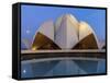 India, Delhi, New Delhi, Full Moon Over the Bahai House of Worship Know As the The Lotus Temple-Jane Sweeney-Framed Stretched Canvas