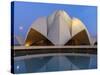 India, Delhi, New Delhi, Full Moon Over the Bahai House of Worship Know As the The Lotus Temple-Jane Sweeney-Stretched Canvas