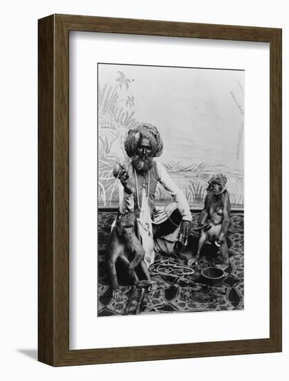 India, Fakir with monkeys, c.1890-1925-null-Framed Photographic Print