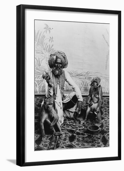 India, Fakir with monkeys, c.1890-1925-null-Framed Photographic Print