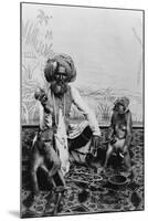 India, Fakir with monkeys, c.1890-1925-null-Mounted Photographic Print