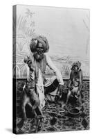 India, Fakir with monkeys, c.1890-1925-null-Stretched Canvas