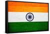 India Flag Design with Wood Patterning - Flags of the World Series-Philippe Hugonnard-Framed Stretched Canvas