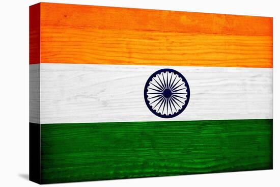 India Flag Design with Wood Patterning - Flags of the World Series-Philippe Hugonnard-Stretched Canvas