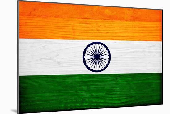 India Flag Design with Wood Patterning - Flags of the World Series-Philippe Hugonnard-Mounted Premium Giclee Print