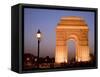 India Gate Illuminated in Evening, New Delhi, India, Asia-null-Framed Stretched Canvas