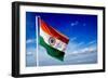 India Indian Flag In Blue Sky-f9photos-Framed Premium Giclee Print