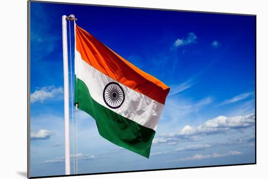India Indian Flag In Blue Sky-f9photos-Mounted Art Print