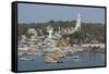 India, Kerala, Malabar Coast, Villanjam, Port view of fishing village with St. Joseph's Shrine.-Cindy Miller Hopkins-Framed Stretched Canvas