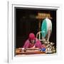 India, Ladakh, Hemis, Monk Reciting Prayers to the Slow Rhythm of a Drum at Hemis Monastery-Katie Garrod-Framed Photographic Print