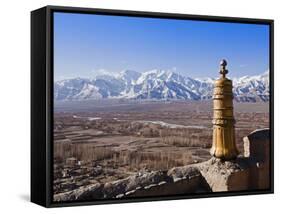 India, Ladakh, Thiksey, View of the Indus Valley from Thiksey Monastery-Katie Garrod-Framed Stretched Canvas