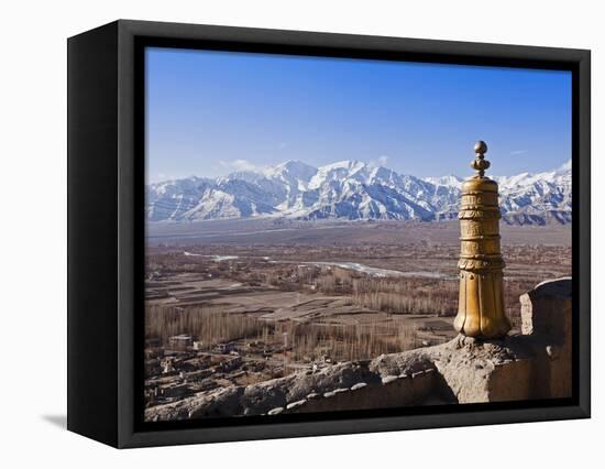 India, Ladakh, Thiksey, View of the Indus Valley from Thiksey Monastery-Katie Garrod-Framed Stretched Canvas