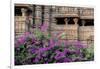 India, Madhya Pradesh State Temple of Kandariya with Bushes of Bougainvillea Flowers in Foreground-Ellen Clark-Framed Photographic Print