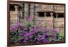 India, Madhya Pradesh State Temple of Kandariya with Bushes of Bougainvillea Flowers in Foreground-Ellen Clark-Framed Photographic Print