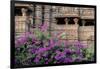 India, Madhya Pradesh State Temple of Kandariya with Bushes of Bougainvillea Flowers in Foreground-Ellen Clark-Framed Photographic Print