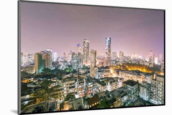 India, Maharashtra, Mumbai, View of the City of Mumbai City Centre at Night from Kemp's Corner-Alex Robinson-Mounted Photographic Print
