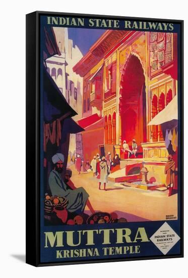 India - Muttra Krishna Temple Travel Poster-Lantern Press-Framed Stretched Canvas