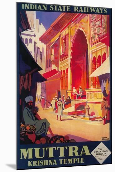 India - Muttra Krishna Temple Travel Poster-Lantern Press-Mounted Art Print