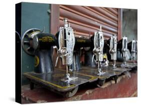 India, Mysore; Recently-Repaired Sewing Machines Outside a Sewing-Machine Repair Shop in Mysore-Niels Van Gijn-Stretched Canvas