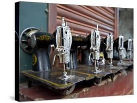 India, Mysore; Recently-Repaired Sewing Machines Outside a Sewing-Machine Repair Shop in Mysore-Niels Van Gijn-Stretched Canvas