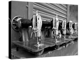 India, Mysore; Recently-Repaired Sewing Machines Outside a Sewing-Machine Repair Shop in Mysore-Niels Van Gijn-Stretched Canvas