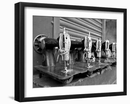 India, Mysore; Recently-Repaired Sewing Machines Outside a Sewing-Machine Repair Shop in Mysore-Niels Van Gijn-Framed Photographic Print