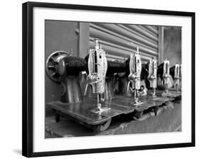 India, Mysore; Recently-Repaired Sewing Machines Outside a Sewing-Machine Repair Shop in Mysore-Niels Van Gijn-Framed Photographic Print