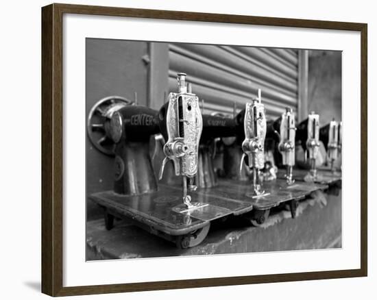 India, Mysore; Recently-Repaired Sewing Machines Outside a Sewing-Machine Repair Shop in Mysore-Niels Van Gijn-Framed Photographic Print