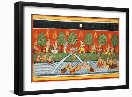 India, Page from the Manuscript Bhagavat Purana from the Mewar School-null-Framed Giclee Print