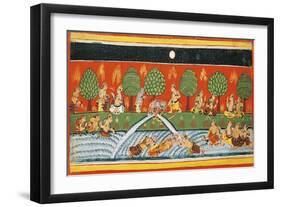 India, Page from the Manuscript Bhagavat Purana from the Mewar School-null-Framed Giclee Print