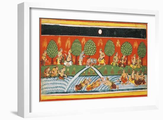 India, Page from the Manuscript Bhagavat Purana from the Mewar School-null-Framed Giclee Print