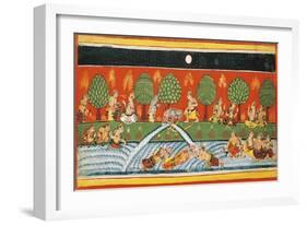 India, Page from the Manuscript Bhagavat Purana from the Mewar School-null-Framed Giclee Print