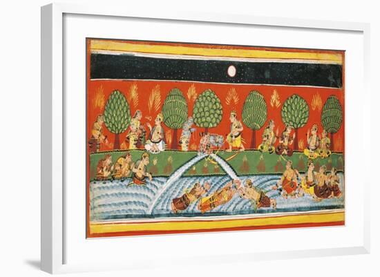 India, Page from the Manuscript Bhagavat Purana from the Mewar School-null-Framed Giclee Print