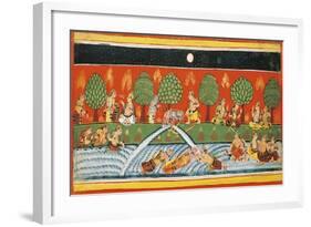 India, Page from the Manuscript Bhagavat Purana from the Mewar School-null-Framed Giclee Print