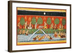 India, Page from the Manuscript Bhagavat Purana from the Mewar School-null-Framed Giclee Print