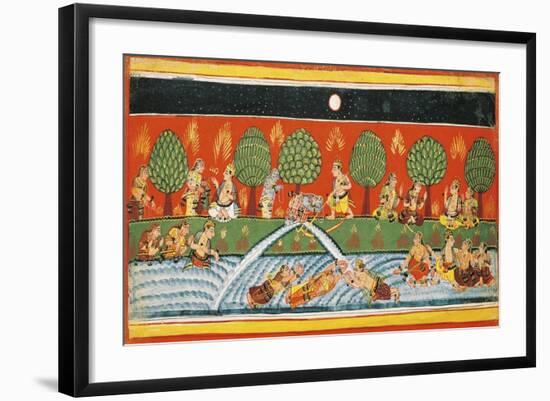 India, Page from the Manuscript Bhagavat Purana from the Mewar School-null-Framed Giclee Print