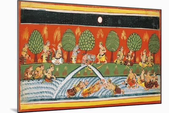 India, Page from the Manuscript Bhagavat Purana from the Mewar School-null-Mounted Giclee Print