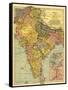 India - Panoramic Map-Lantern Press-Framed Stretched Canvas