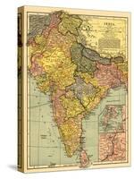 India - Panoramic Map-Lantern Press-Stretched Canvas