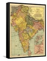 India - Panoramic Map-Lantern Press-Framed Stretched Canvas