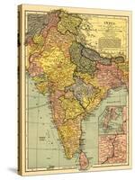 India - Panoramic Map-Lantern Press-Stretched Canvas
