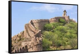 India, Rajasthan, Jaipur. a Massive Stone Wall-Nigel Pavitt-Framed Stretched Canvas