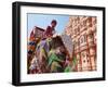 India, Rajasthan, Jaipur, Ceremonial Decorated Elephant Outside the Hawa Mahal, Palace of the Winds-Gavin Hellier-Framed Photographic Print