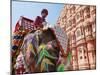 India, Rajasthan, Jaipur, Ceremonial Decorated Elephant Outside the Hawa Mahal, Palace of the Winds-Gavin Hellier-Mounted Photographic Print