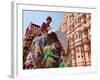 India, Rajasthan, Jaipur, Ceremonial Decorated Elephant Outside the Hawa Mahal, Palace of the Winds-Gavin Hellier-Framed Photographic Print